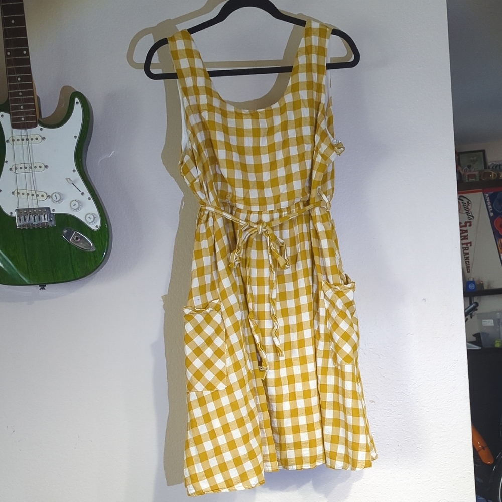 Gilli Yellow Checkered Dress